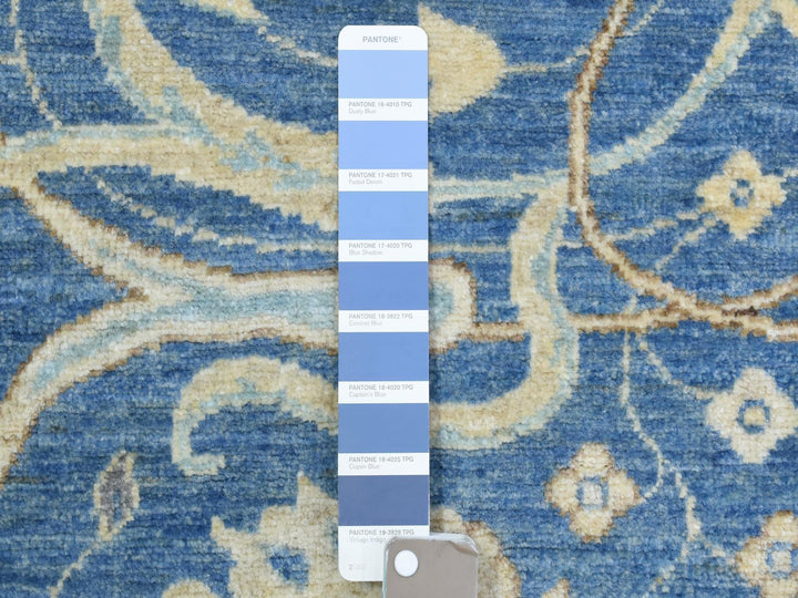 3'9" x 13'3" New Hand Knotted Blue Wool Runner Oriental Rug - MOA10272723