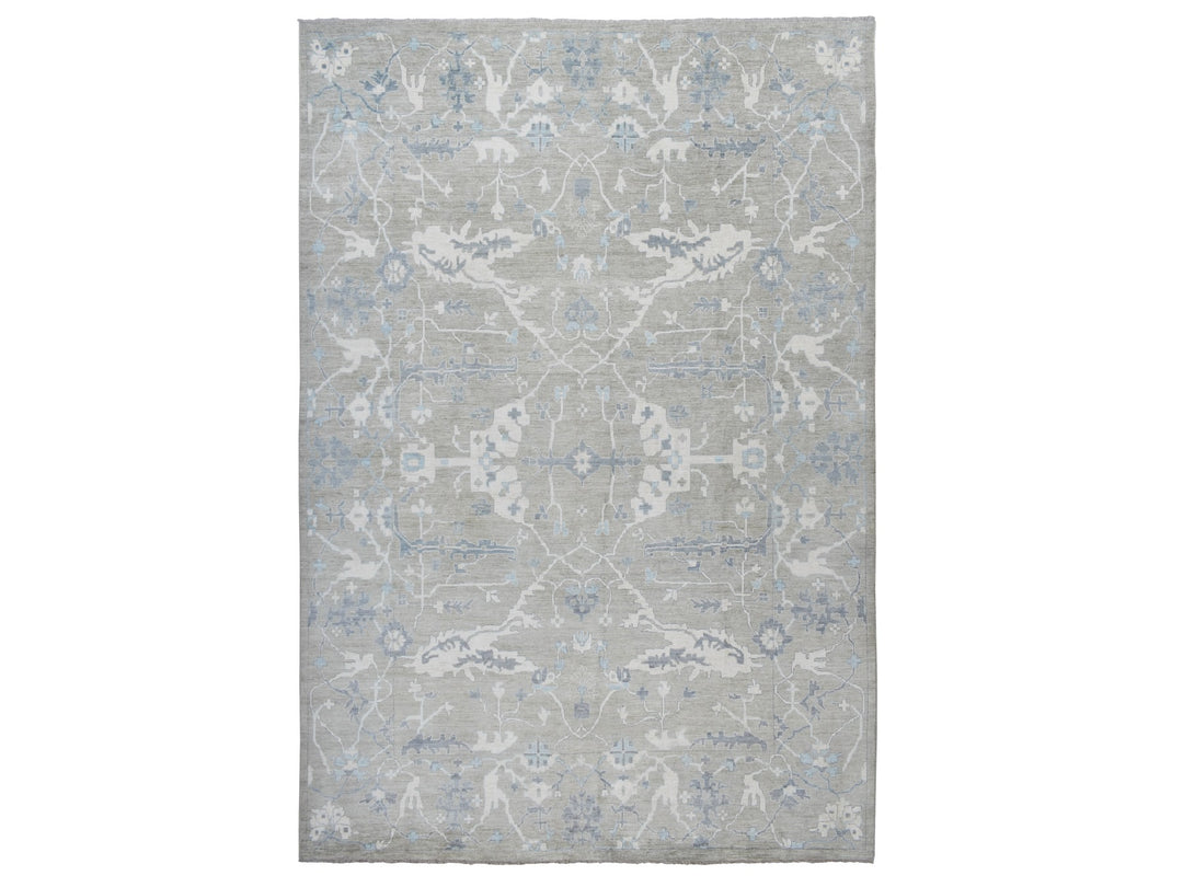 14'0" x 17'10" New Hand Knotted Grey Wool Rectangle Oriental Rug - MOA10272731