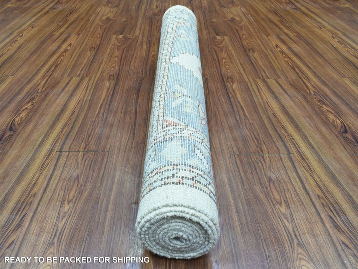 4'0" x 10'4" New Hand Knotted Grey Wool Runner Oriental Rug - MOA10272742