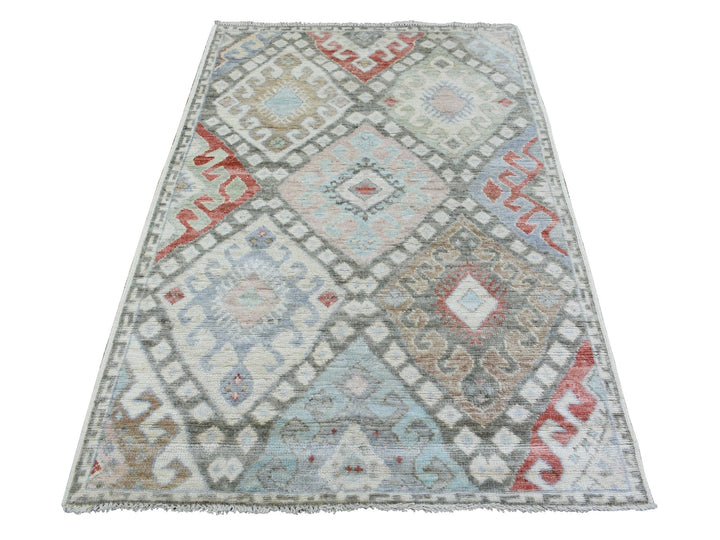 4'0" x 6'1" New Hand Knotted Multicolored Wool Rectangle Oriental Rug - MOA10272743