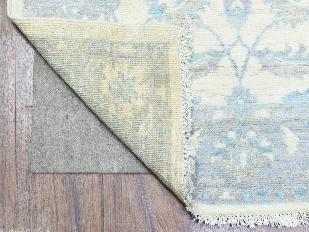2'8" x 14'4" New Hand Knotted Ivory Wool Runner Oriental Rug - MOA10272762