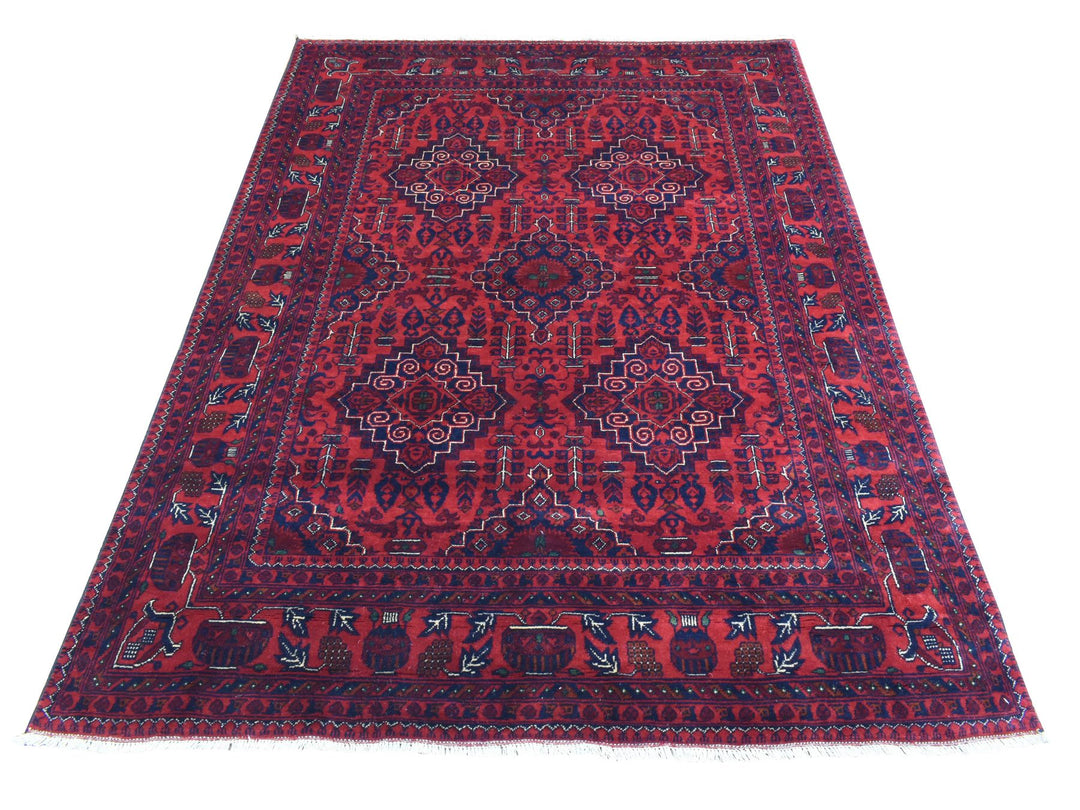 4'10" x 6'7" New Hand Knotted Red Wool Rectangle Oriental Rug - MOA10272777