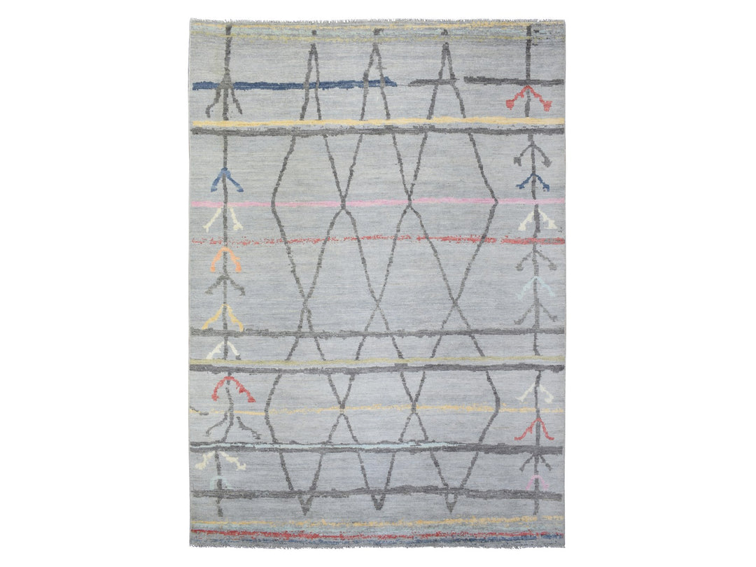 10'0" x 13'9" New Hand Knotted Grey Wool Rectangle Oriental Rug - MOA10272783