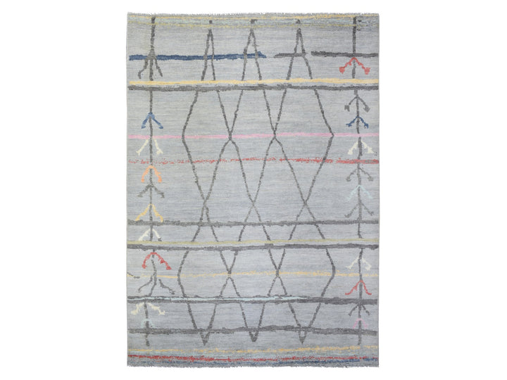 10'0" x 13'9" New Hand Knotted Grey Wool Rectangle Oriental Rug - MOA10272783