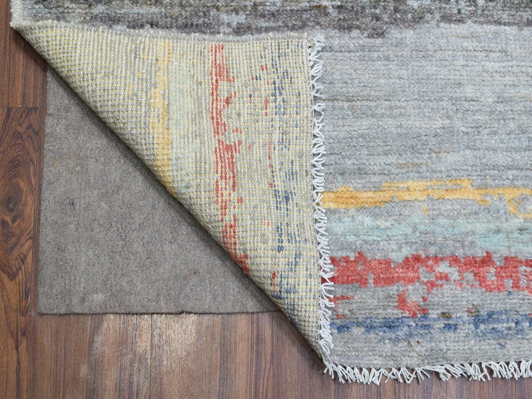 10'0" x 13'9" New Hand Knotted Grey Wool Rectangle Oriental Rug - MOA10272783