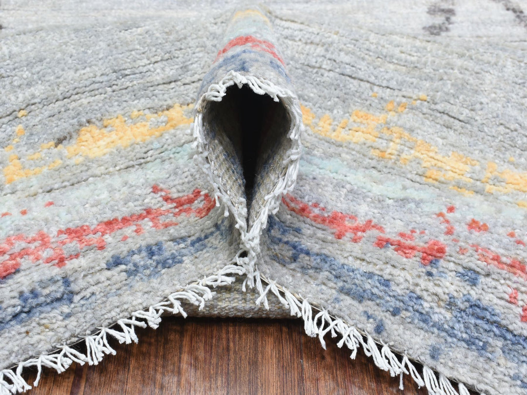 10'0" x 13'9" New Hand Knotted Grey Wool Rectangle Oriental Rug - MOA10272783