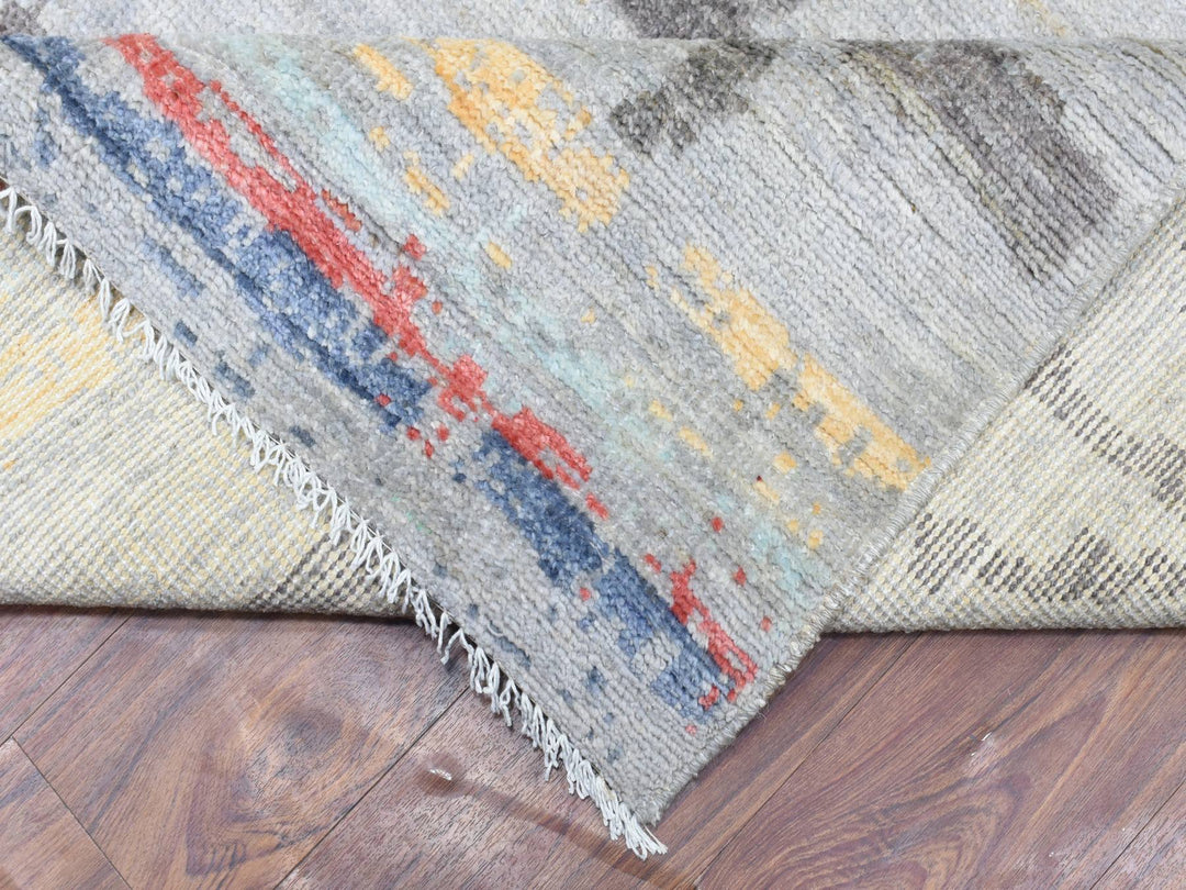 10'0" x 13'9" New Hand Knotted Grey Wool Rectangle Oriental Rug - MOA10272783