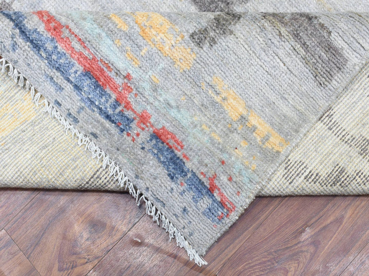 10'0" x 13'9" New Hand Knotted Grey Wool Rectangle Oriental Rug - MOA10272783