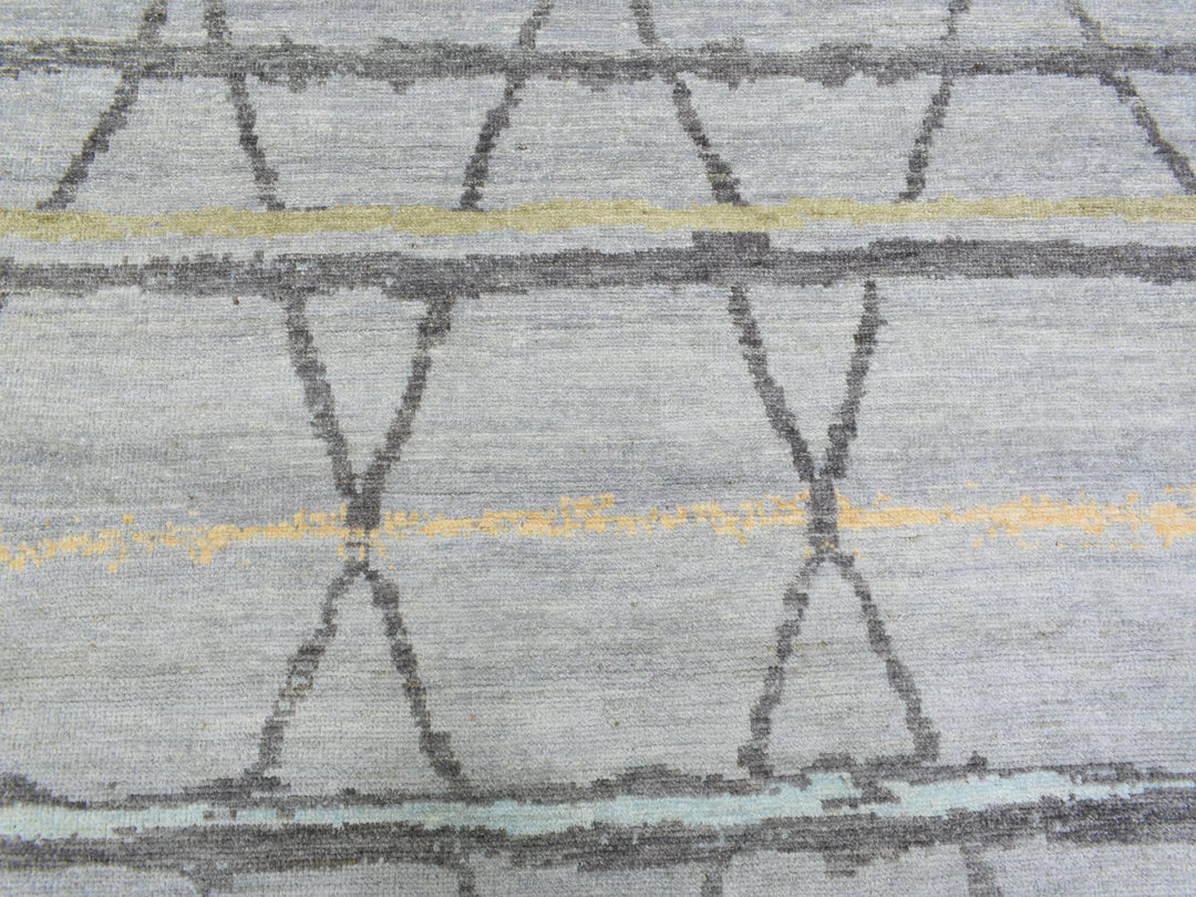 10'0" x 13'9" New Hand Knotted Grey Wool Rectangle Oriental Rug - MOA10272783
