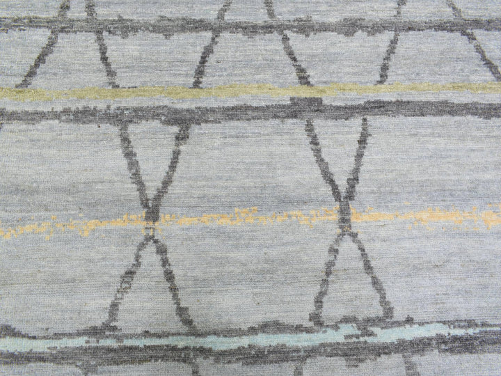 10'0" x 13'9" New Hand Knotted Grey Wool Rectangle Oriental Rug - MOA10272783