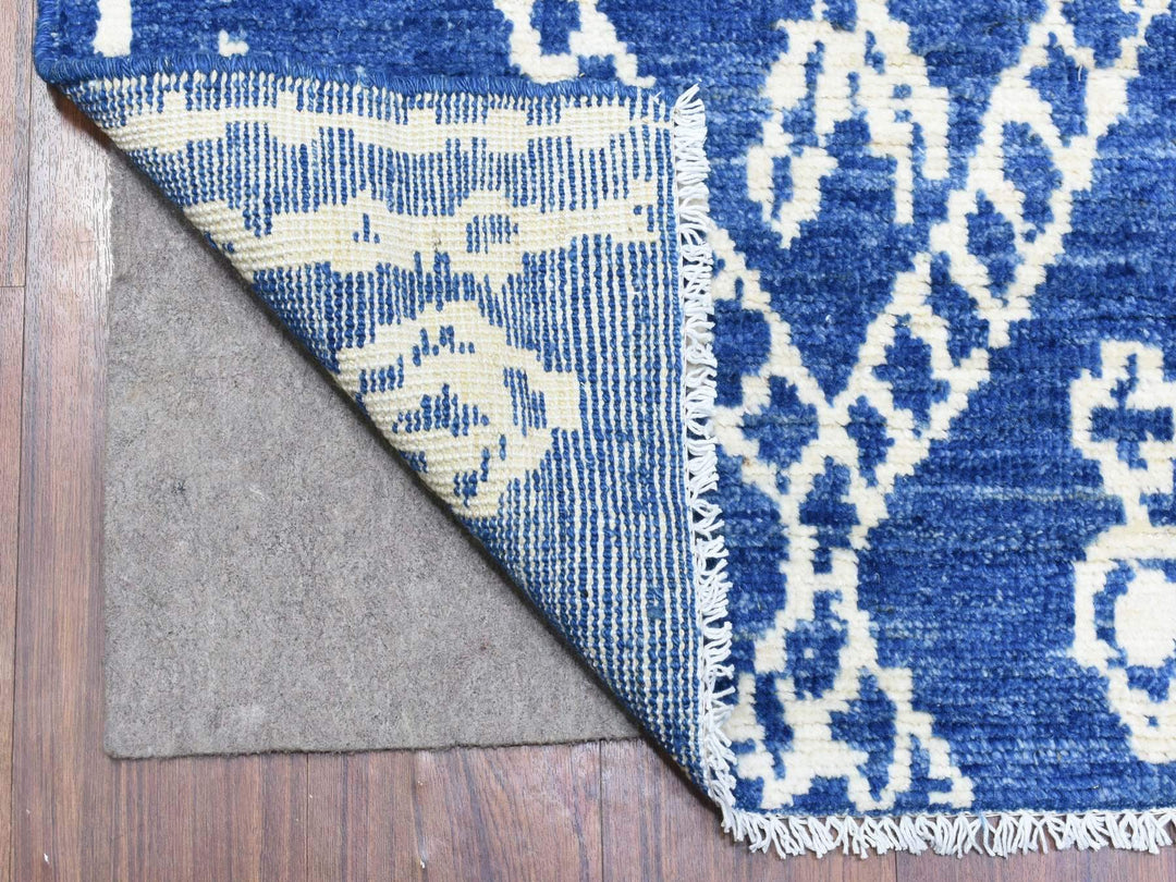 2'8" x 15'4" New Hand Knotted Blue Wool Runner Oriental Rug - MOA10272784