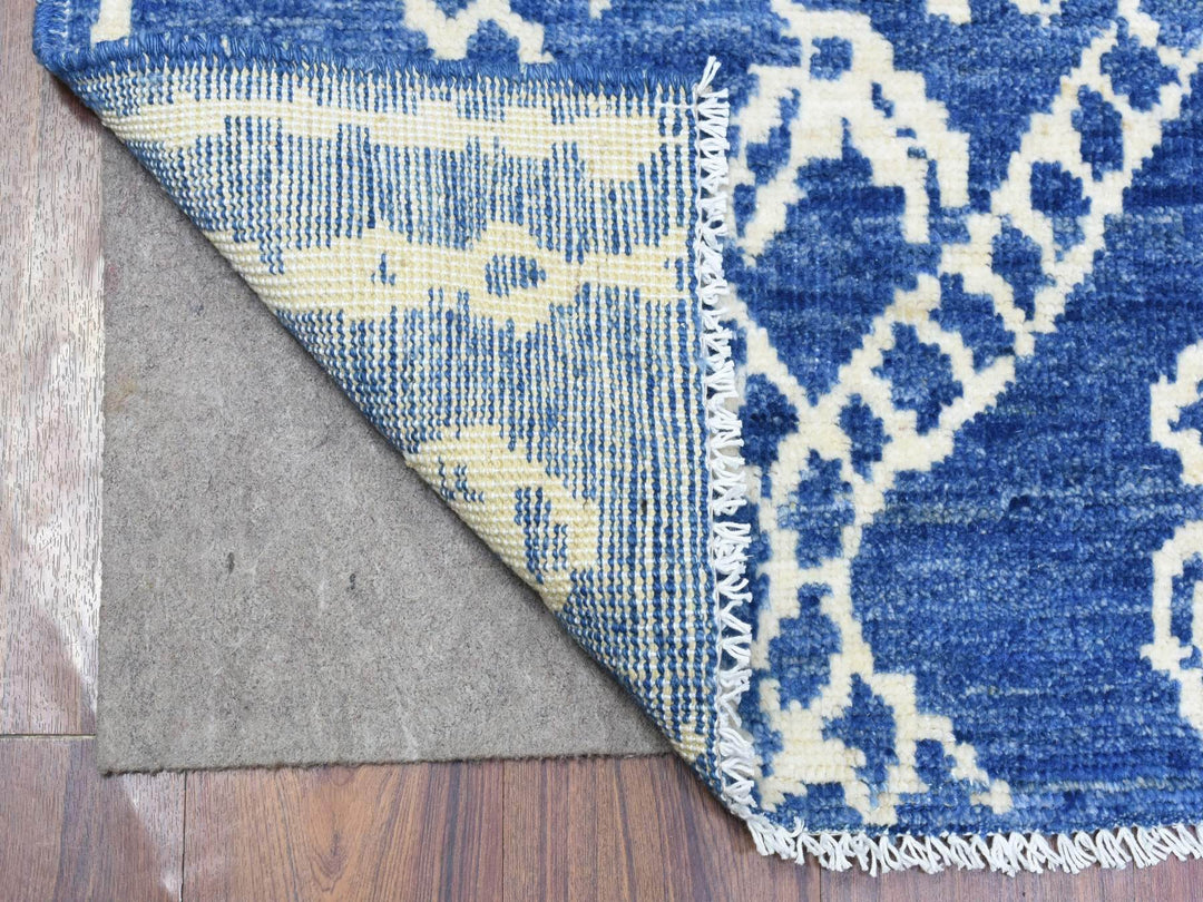 2'10" x 9'8" New Hand Knotted Blue Wool Runner Oriental Rug - MOA10272786