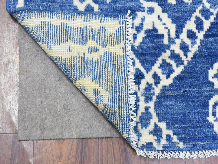 2'10" x 9'8" New Hand Knotted Blue Wool Runner Oriental Rug - MOA10272786