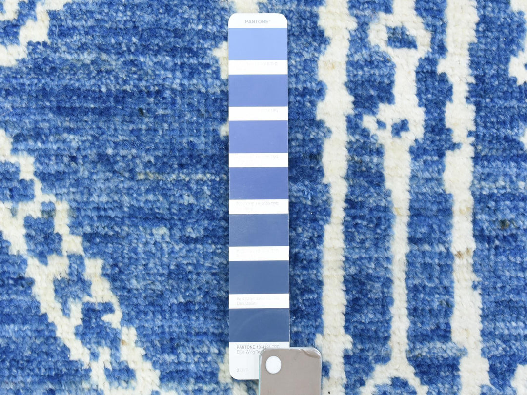 2'10" x 9'8" New Hand Knotted Blue Wool Runner Oriental Rug - MOA10272786