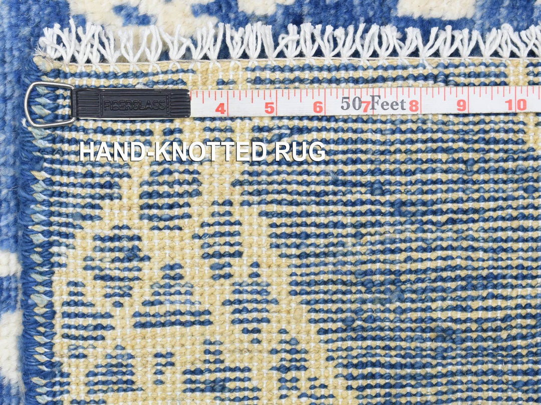 2'10" x 9'8" New Hand Knotted Blue Wool Runner Oriental Rug - MOA10272786