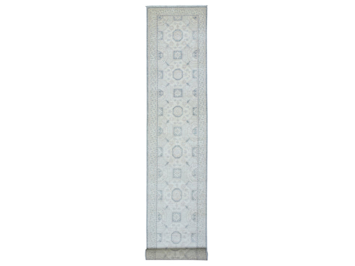 2'9" x 18'9" New Hand Knotted Ivory Wool Runner Oriental Rug - MOA10272797