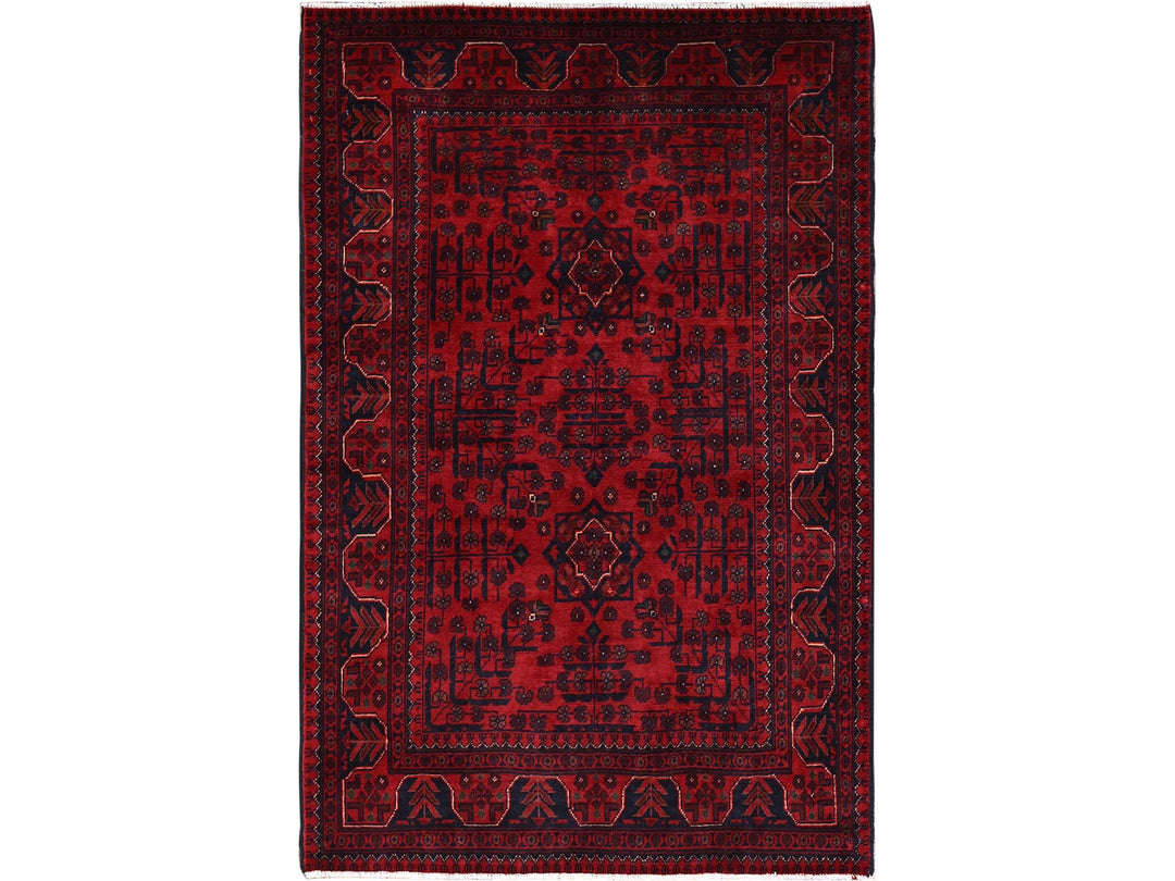 3'4" x 5'0" New Hand Knotted Red Wool Rectangle Oriental Rug - MOA102727