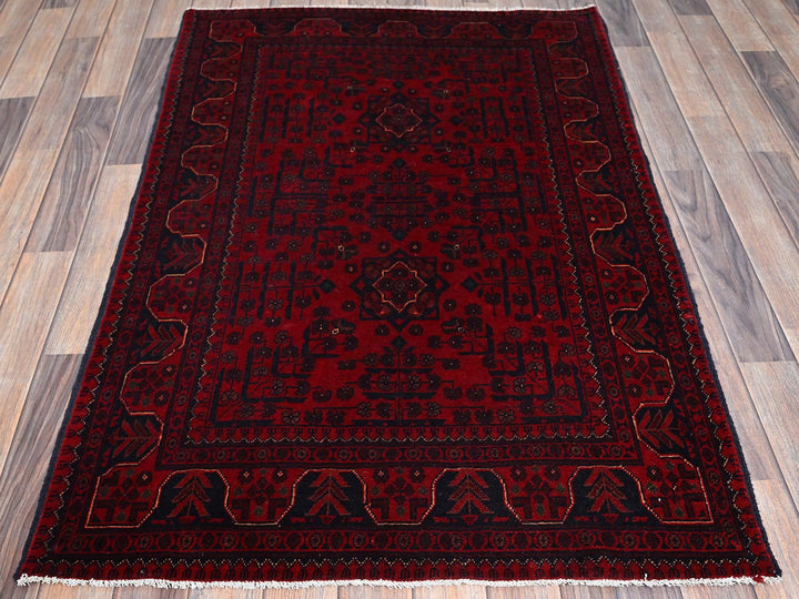 3'4" x 5'0" New Hand Knotted Red Wool Rectangle Oriental Rug - MOA102727