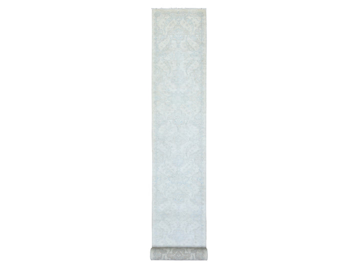 2'6" x 19'4" New Hand Knotted Ivory Wool Runner Oriental Rug - MOA10272801