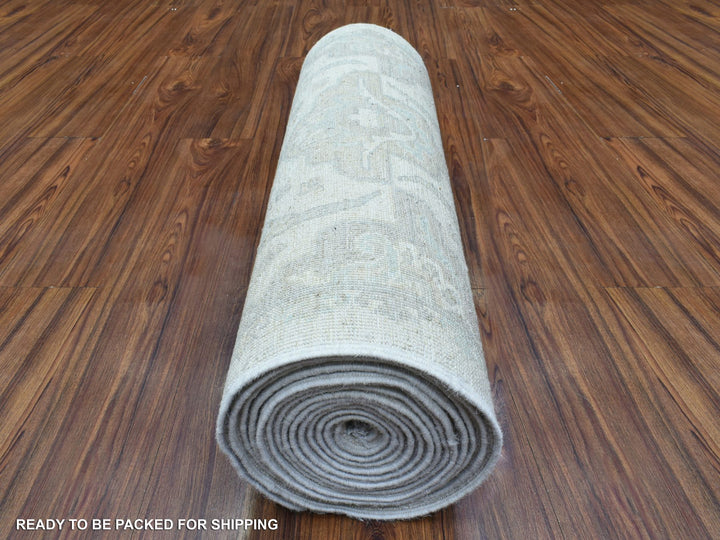 2'6" x 19'4" New Hand Knotted Ivory Wool Runner Oriental Rug - MOA10272801
