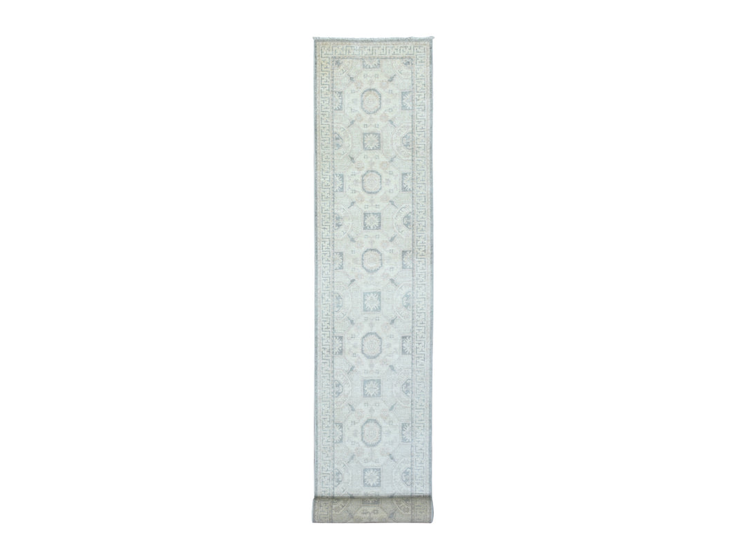 2'9" x 18'9" New Hand Knotted Ivory Wool Runner Oriental Rug - MOA10272802