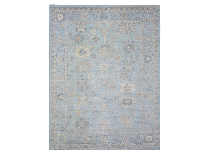 9'1" x 11'10" New Hand Knotted Blue Wool Rectangle Oriental Rug - MOA10272812