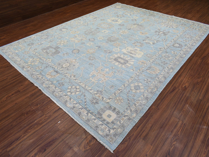 9'1" x 11'10" New Hand Knotted Blue Wool Rectangle Oriental Rug - MOA10272812