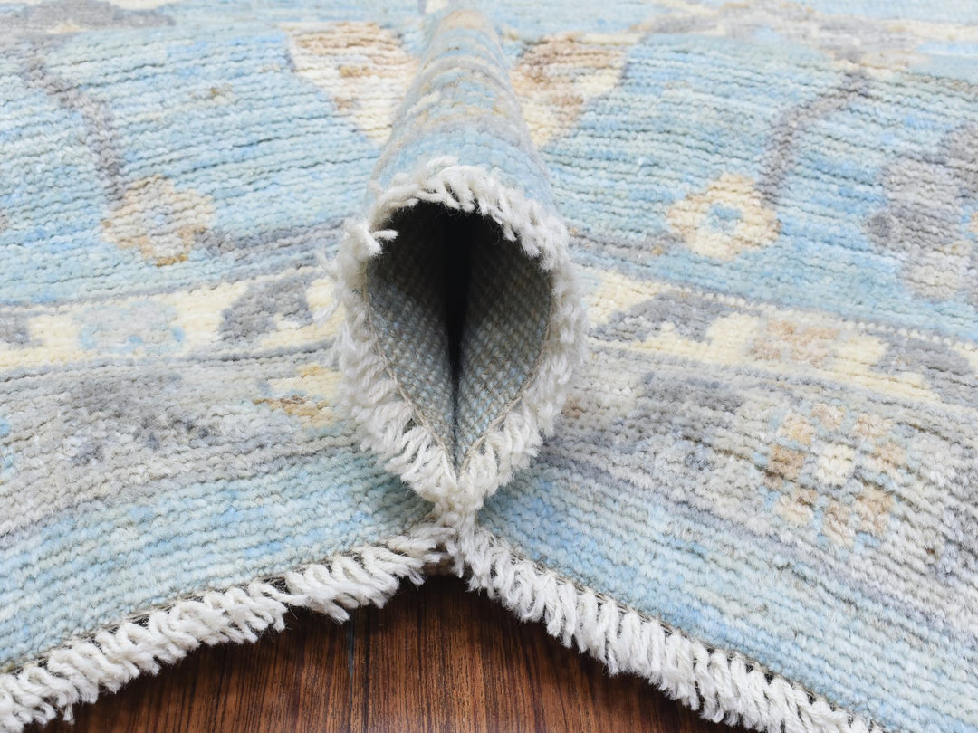 9'1" x 11'10" New Hand Knotted Blue Wool Rectangle Oriental Rug - MOA10272812