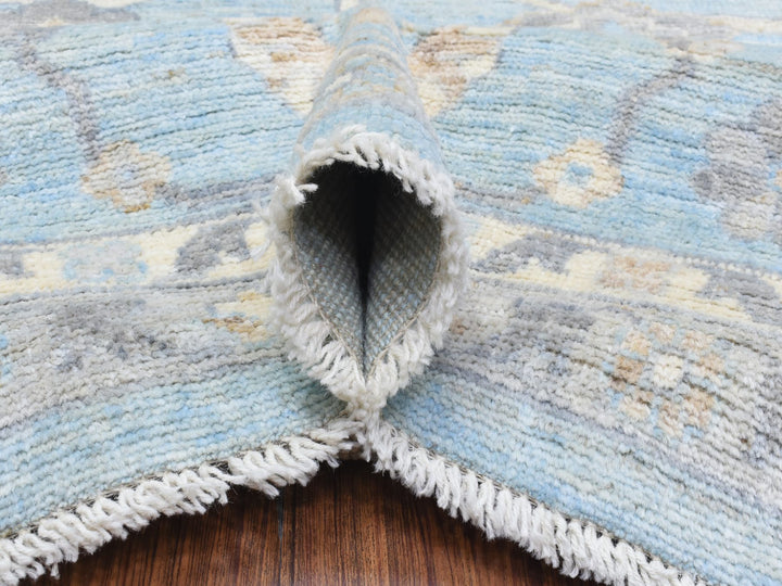9'1" x 11'10" New Hand Knotted Blue Wool Rectangle Oriental Rug - MOA10272812