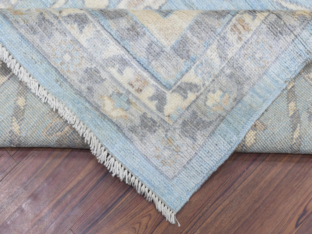 9'1" x 11'10" New Hand Knotted Blue Wool Rectangle Oriental Rug - MOA10272812