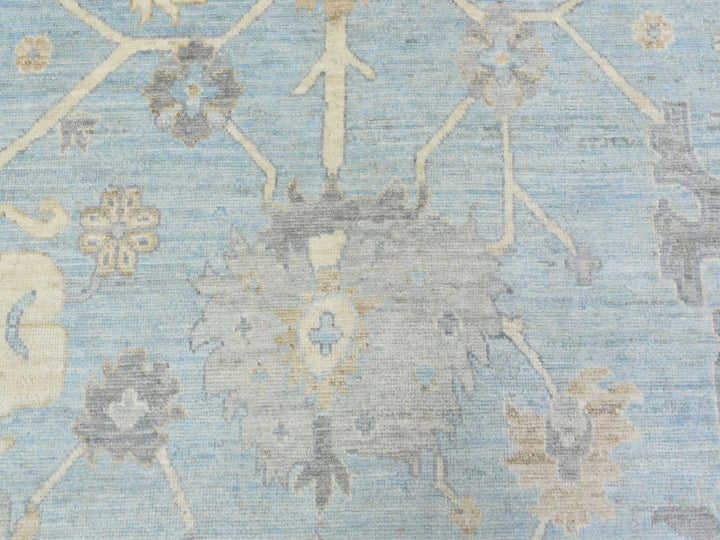 9'1" x 11'10" New Hand Knotted Blue Wool Rectangle Oriental Rug - MOA10272812