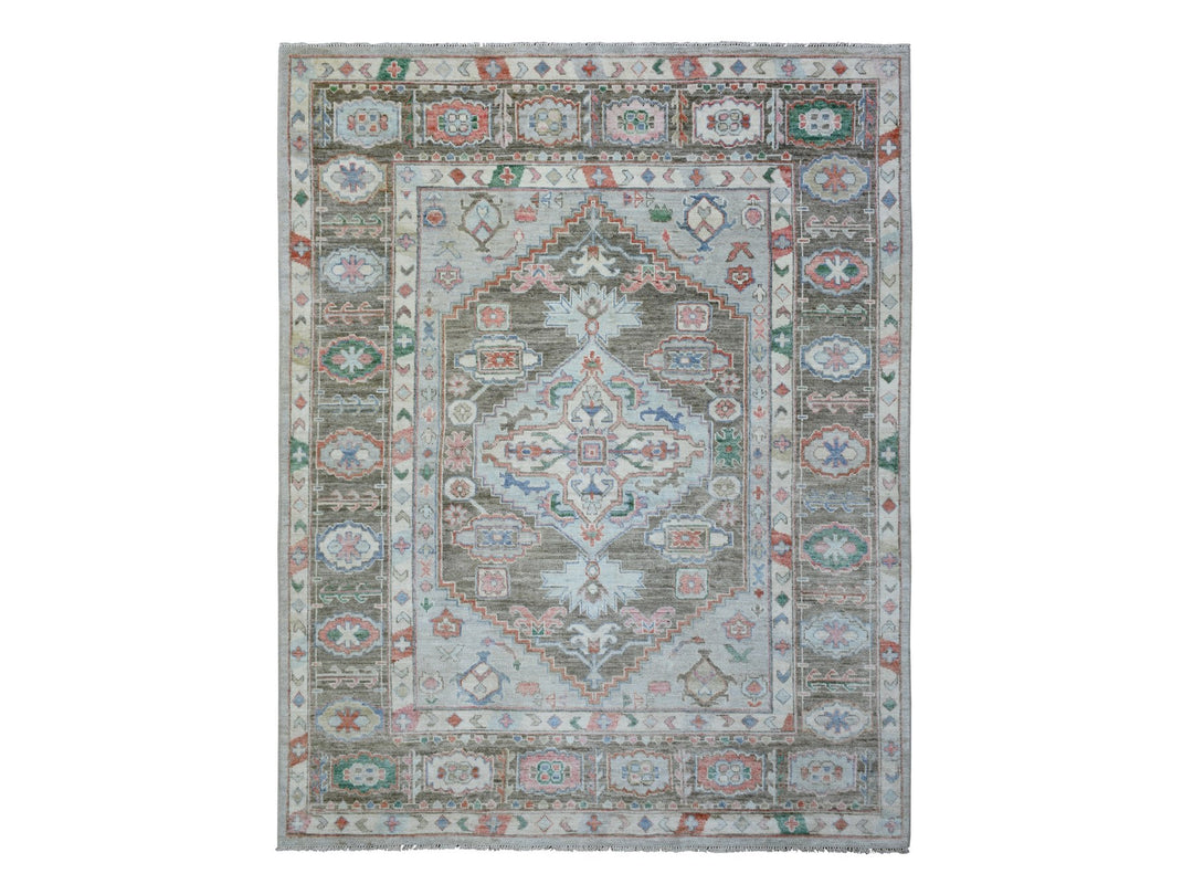 8'2" x 10'3" New Hand Knotted Grey Wool Rectangle Oriental Rug - MOA10272820