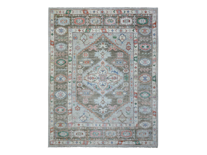 8'2" x 10'3" New Hand Knotted Grey Wool Rectangle Oriental Rug - MOA10272820