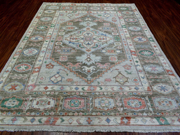 8'2" x 10'3" New Hand Knotted Grey Wool Rectangle Oriental Rug - MOA10272820
