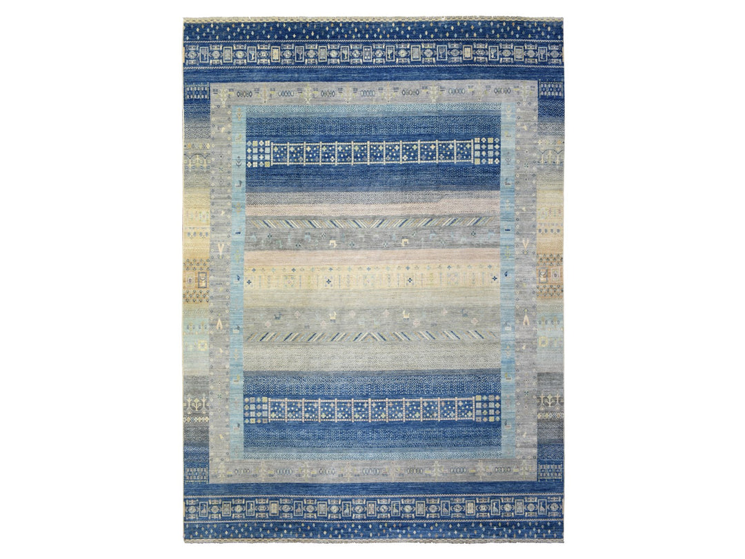 10'2" x 13'7" New Hand Knotted Blue Wool Rectangle Oriental Rug - MOA10272821