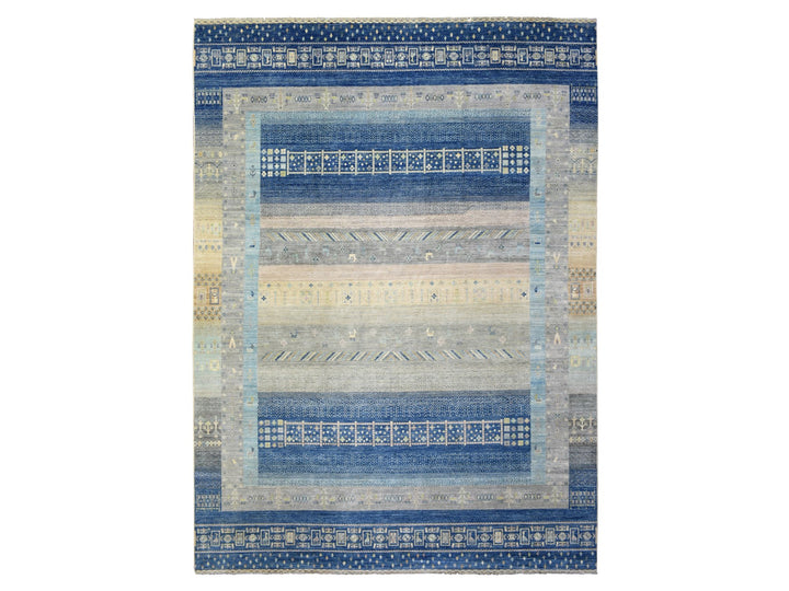 10'2" x 13'7" New Hand Knotted Blue Wool Rectangle Oriental Rug - MOA10272821