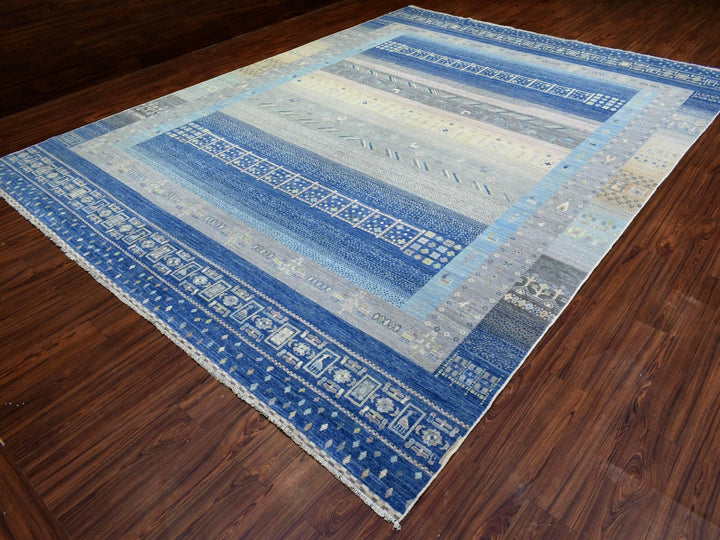 10'2" x 13'7" New Hand Knotted Blue Wool Rectangle Oriental Rug - MOA10272821