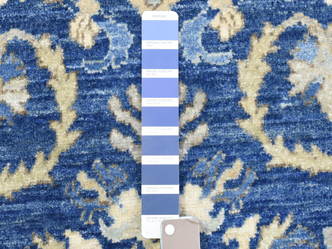 4'0" x 11'8" New Hand Knotted Blue Wool Runner Oriental Rug - MOA10272827
