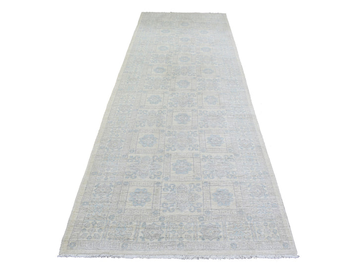 4'0" x 11'8" New Hand Knotted Ivory Wool Runner Oriental Rug - MOA10272830