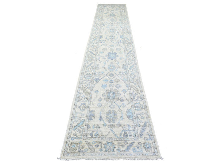 2'8" x 15'4" New Hand Knotted Ivory Wool Runner Oriental Rug - MOA10272837