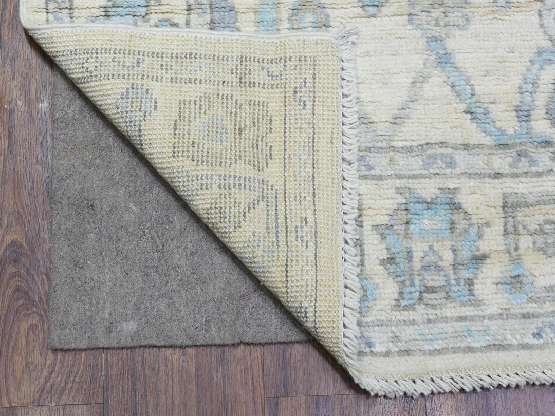 2'8" x 15'4" New Hand Knotted Ivory Wool Runner Oriental Rug - MOA10272837
