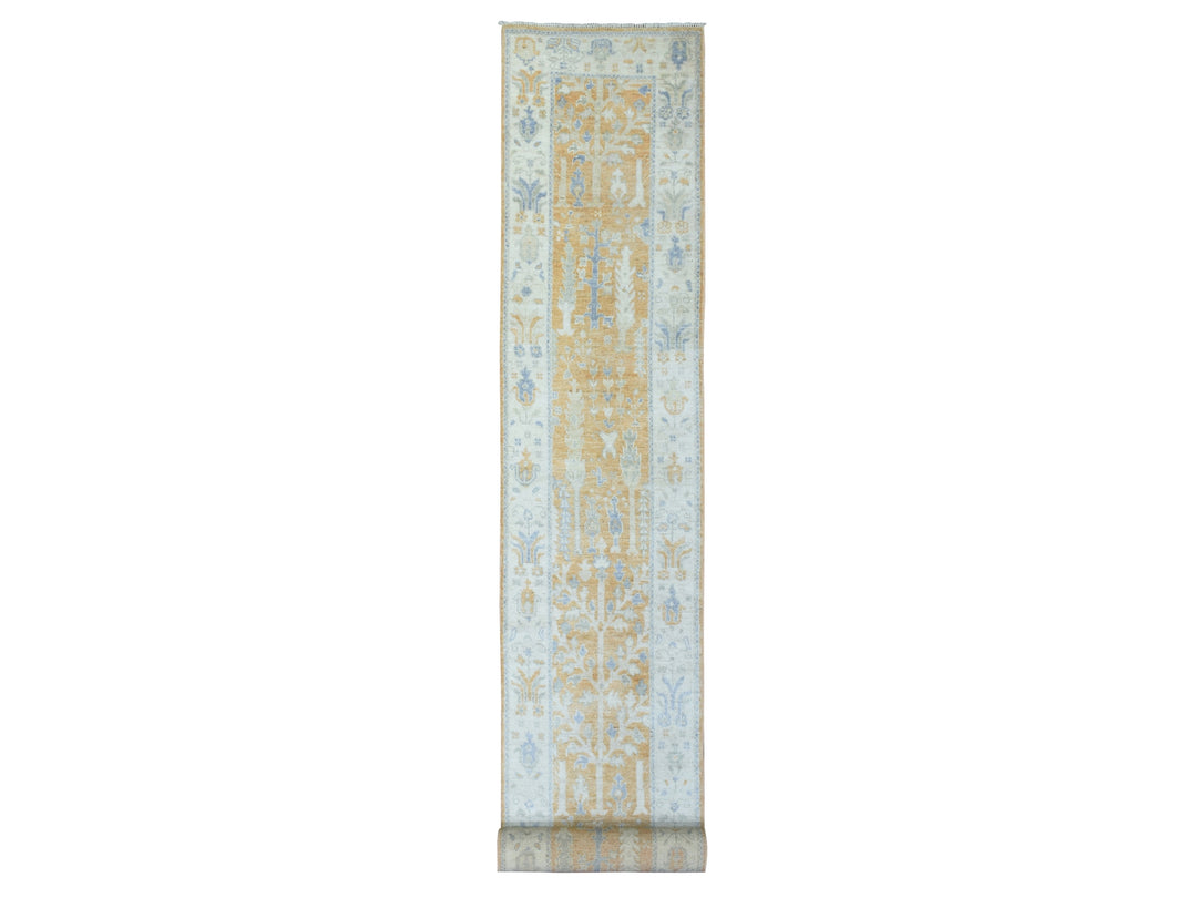 2'6" x 19'2" New Hand Knotted Orange Wool Runner Oriental Rug - MOA10272838