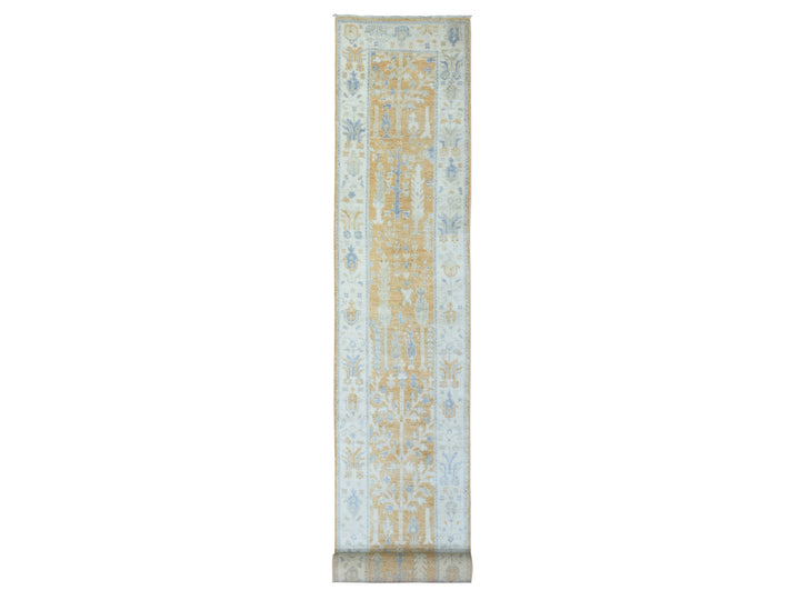 2'6" x 19'2" New Hand Knotted Orange Wool Runner Oriental Rug - MOA10272838