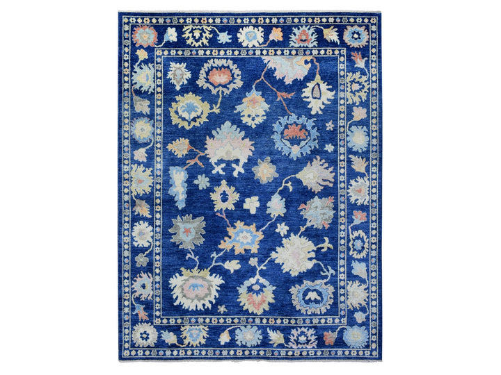 9'2" x 11'5" New Hand Knotted Blue Wool Rectangle Oriental Rug - MOA10272867