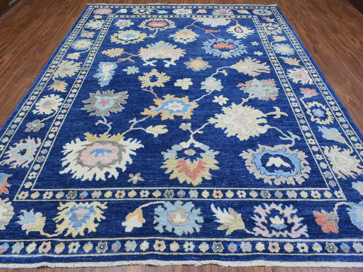 9'2" x 11'5" New Hand Knotted Blue Wool Rectangle Oriental Rug - MOA10272867
