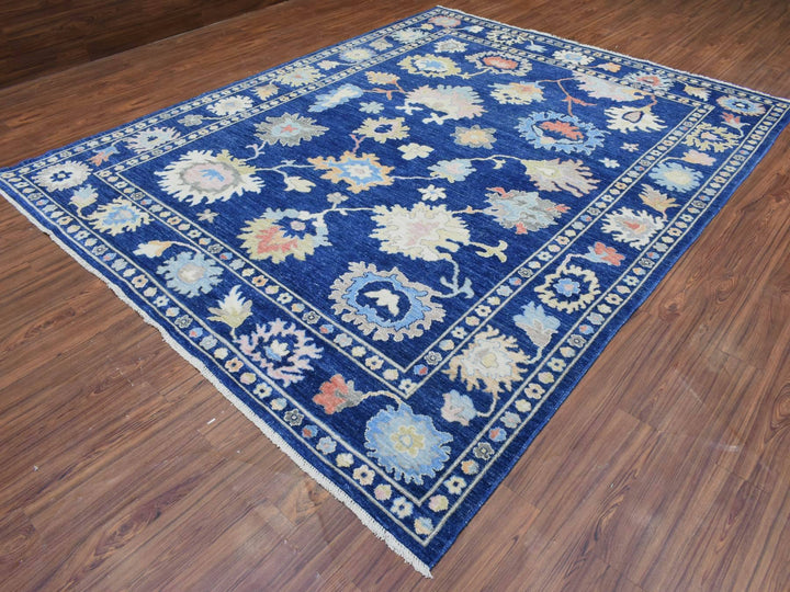 9'2" x 11'5" New Hand Knotted Blue Wool Rectangle Oriental Rug - MOA10272867