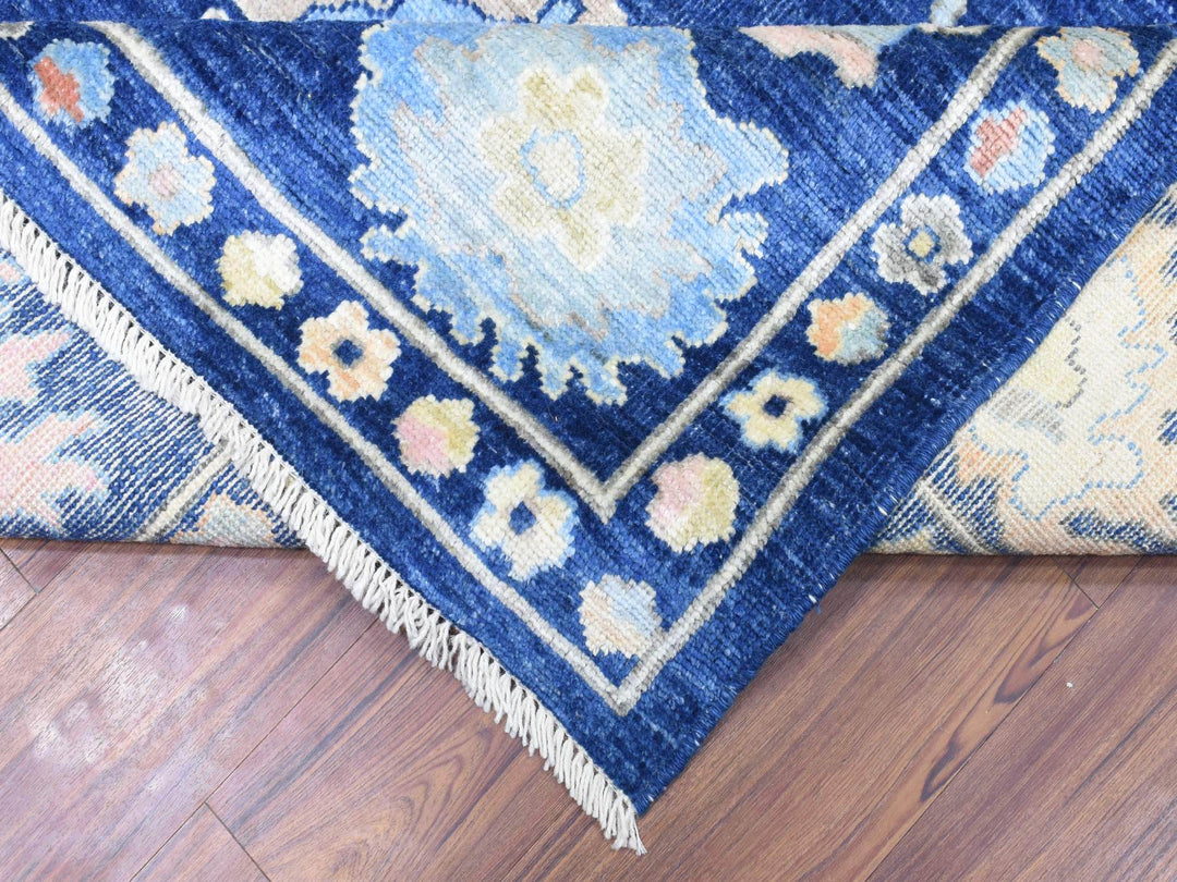 9'2" x 11'5" New Hand Knotted Blue Wool Rectangle Oriental Rug - MOA10272867