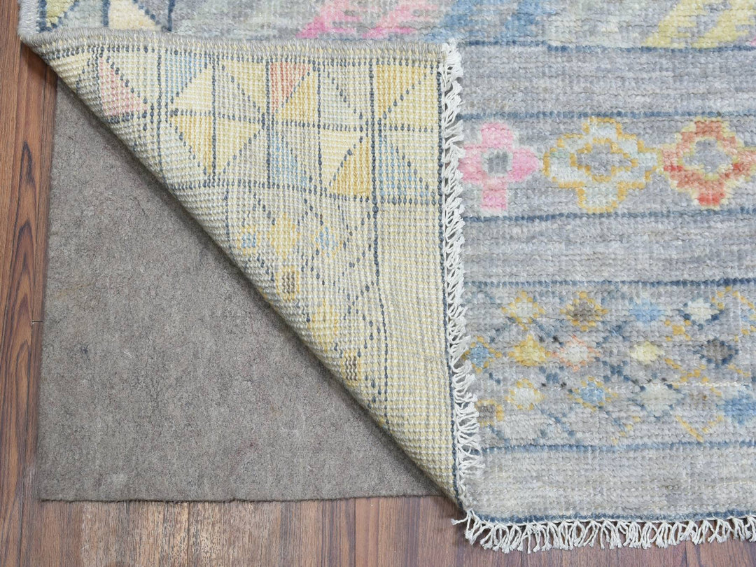 9'1" x 11'8" New Hand Knotted Grey Wool Runner Oriental Rug - MOA10272872