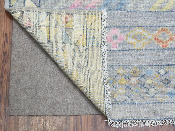9'1" x 11'8" New Hand Knotted Grey Wool Runner Oriental Rug - MOA10272872