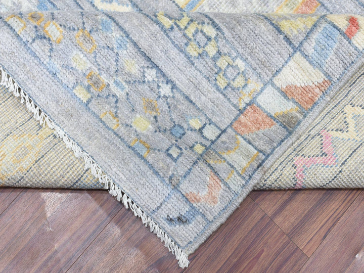 9'1" x 11'8" New Hand Knotted Grey Wool Runner Oriental Rug - MOA10272872